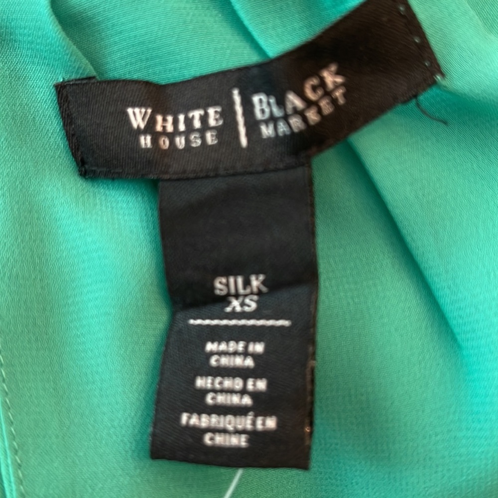 WHBM JULIP GREEN SILK BLOUSE - Picture 8 of 11